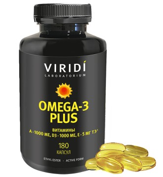 Витамин D  Itab VIRIDI LABORATORIUM, Omega-3 Plus, капсулы, 180 шт.