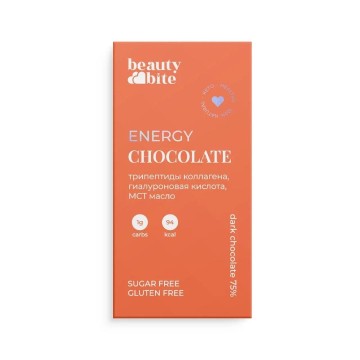 BeautyBite, Шоколад «Beauty Chocolate Energy» с маслом МСТ, 20 г