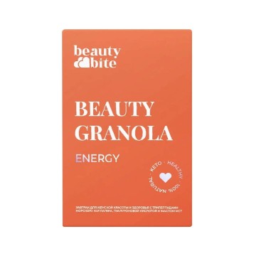 BeautyBite, Beauty Гранола функциональная низкоуглеводная Energy, (без сахара), 125 г