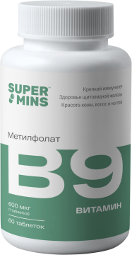   Itab Supermins, Витамин B9 (метилфолат), таблетки, 60 шт.