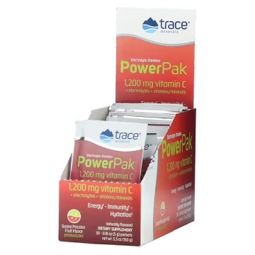 Trace Minerals, PowerPak + stamina (электролит для повышения выносливости), со вкусом гуавы и маракуйи, порошок, 30х5,3 г