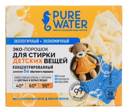 Pure Water, Стиральный порошок для детского белья, 800 г