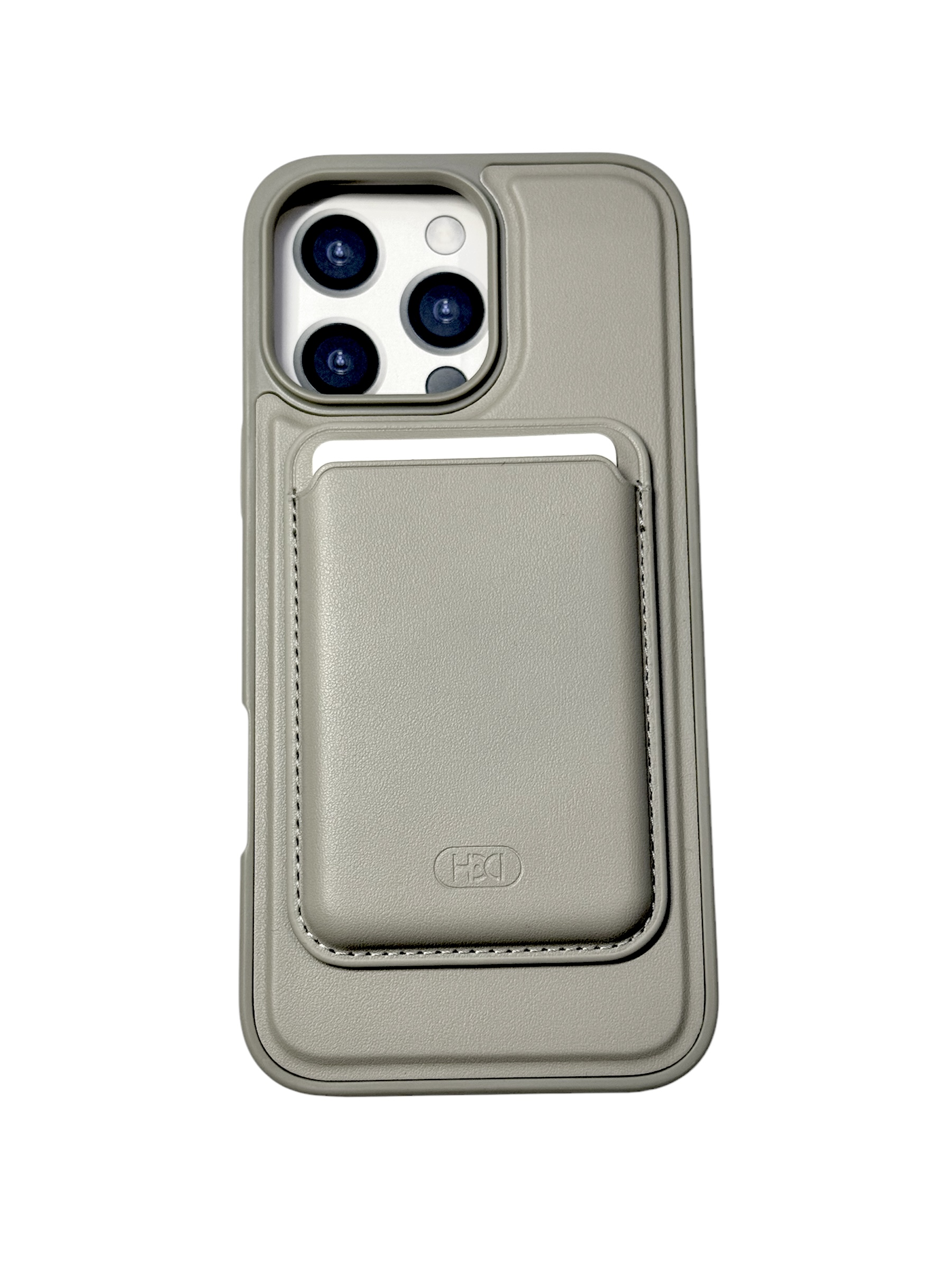 Чехол-накладка HDCI MagSafe Card Holder для iPhone 16 Pro Max искусственная кожа (серый)
