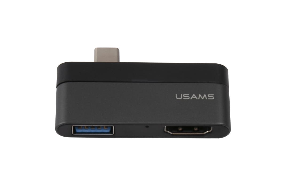 Адаптеры и переходники Адаптер USAMS US-SJ492 USB Type-C Mini HUB на Type-C + USB 3.0 + HDMI (Grey)