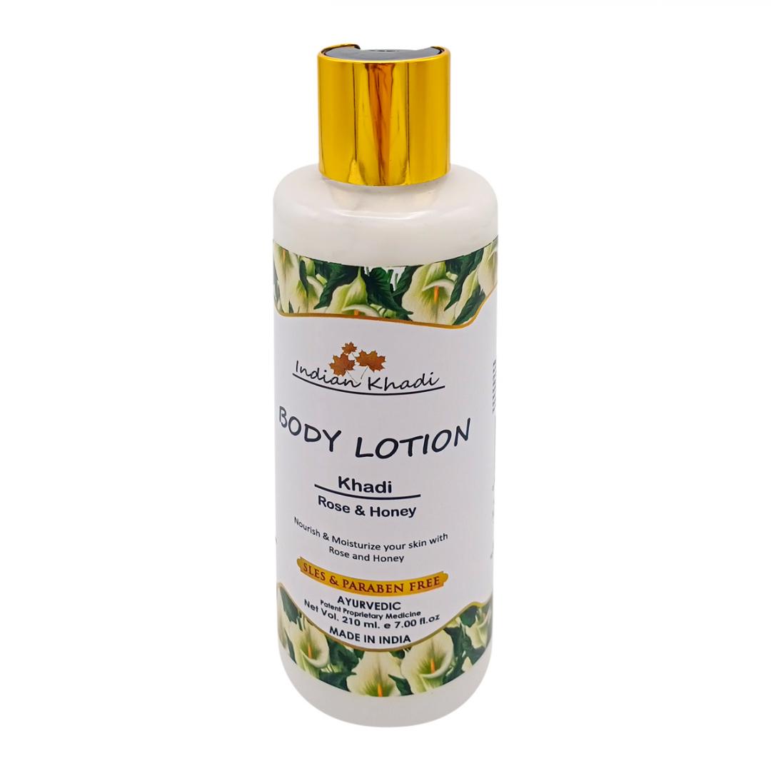 Питательный лосьон для тела с розой и медом (body lotion) Indian Khadi | Индиан Кади 210мл