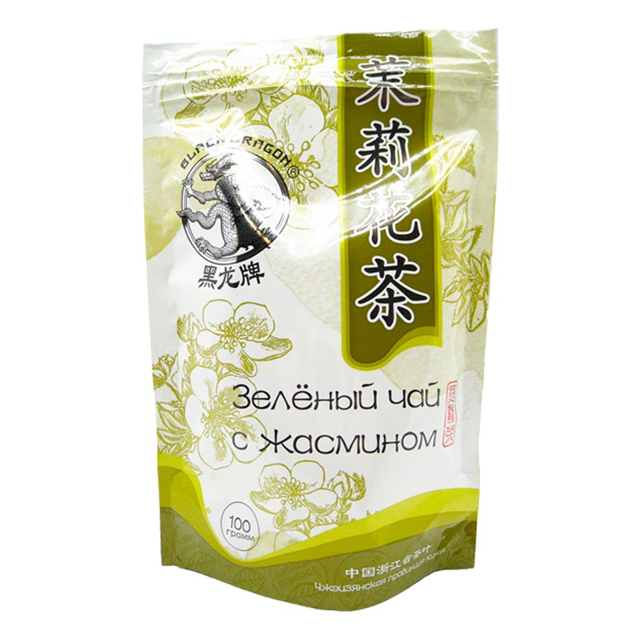 Зеленый чай с цветками жасмина (green tea) Black Dragon | Блэк Драгон 100г
