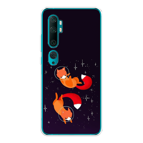 Силиконовый чехол Лисы космонавты на Xiaomi Mi Note 10/Mi Note 10 Pro /