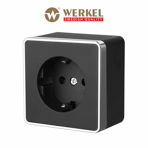 Накладная розетка с заземлением Werkel Gallant W5071035 черный/хром