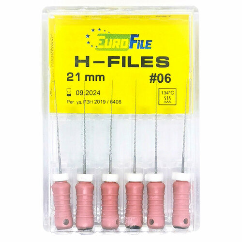 H-Files - ручные стальные файлы, 21 мм, N 06, 6