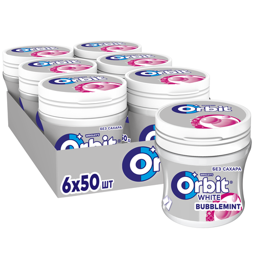 Жевательная резинка Orbit White Bubblemint без сахара, 68 г, 6 шт. в