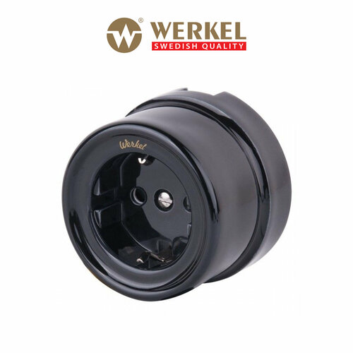 Розетка с заземлением Werkel Ретро W5671008 черный IP20