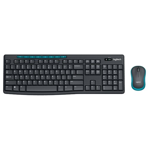 Комплект клавиатура + мышь Logitech Wireless Combo MK275, черный/голубой,