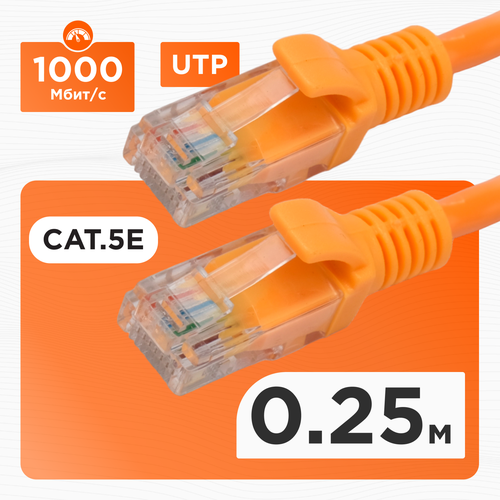 Кабель патч-корд UTP Cablexpert RJ-45, 0,25 м, PP12-0.25M/O, оранжевый