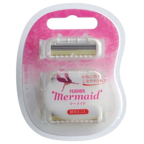 Депиляция и эпиляция Feather Mermaid Rose Pink Сменные лезвия, 3 шт., с 3 сменными лезвиями в