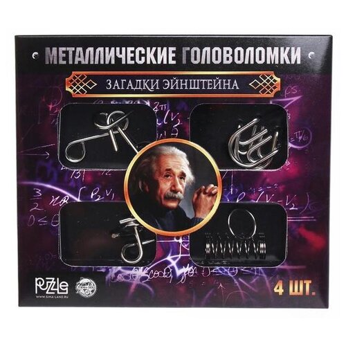 Головоломка PUZZLE Загадки Эйнштейна, металлическая, набор из 4