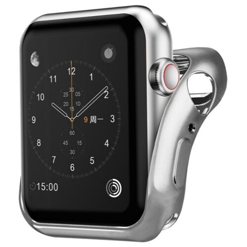 Бампер для Apple Watch 38mm спортивный, силикон, серебро