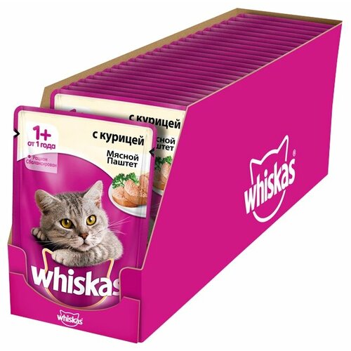 Влажный корм для кошек Whiskas беззерновой, с курицей 24 шт.