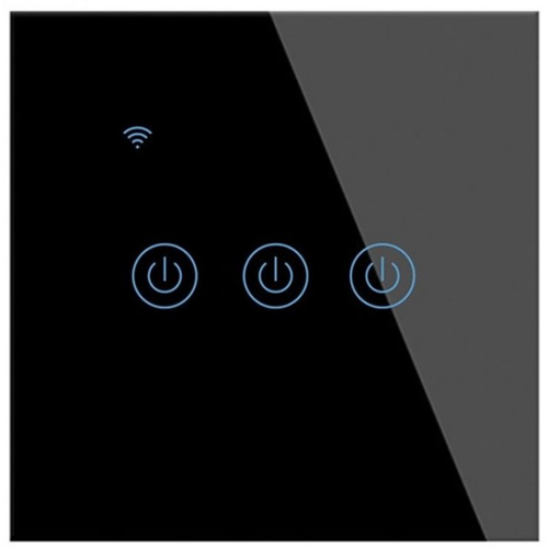 Умный WiFi выключатель, сенсорный, 3-канальный, черный. Модель: Я смарт