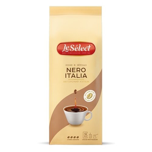 Кофе в зёрнах NERO ITALIA, Le Select, робуста, тёмная обжарка, свежеобжаренный, 200