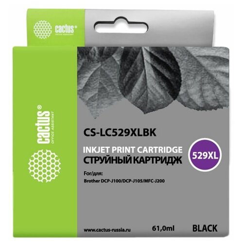 Картридж Cactus LC-529XLBK для Brother DCP-J100/J105/J200