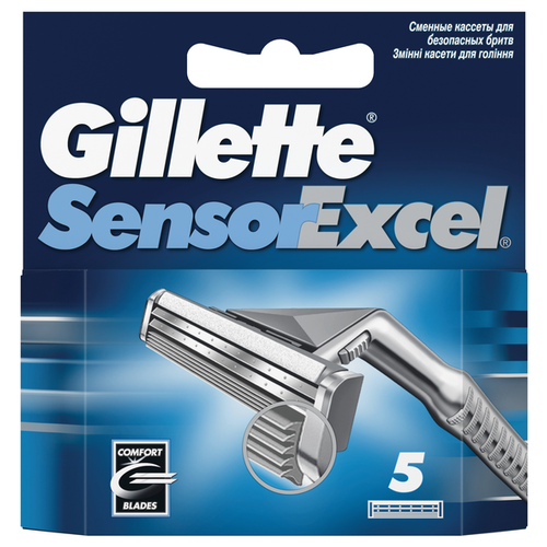 Сменные кассеты Gillette Sensor Excel, серебристый , 5 шт.