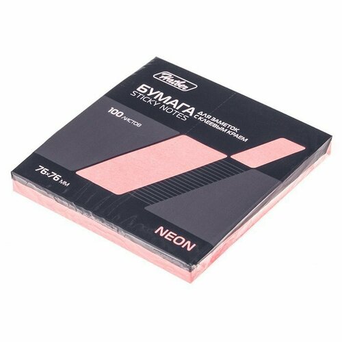 Блок бумаги для заметок 100л. 76*76см с клеевым краем NEON розовая LS_76033