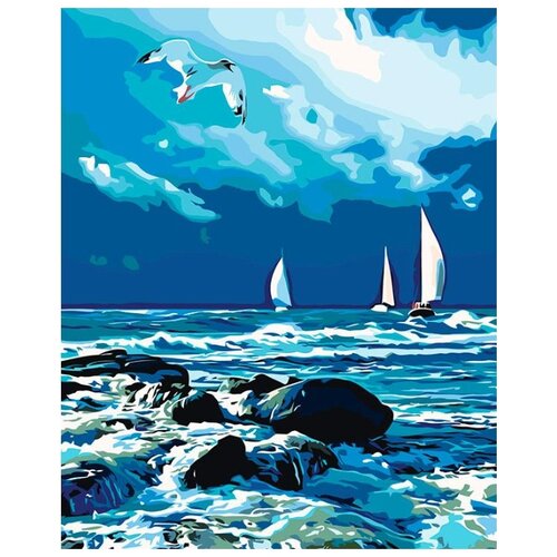 Картина по номерам Парусники в море, 40x50