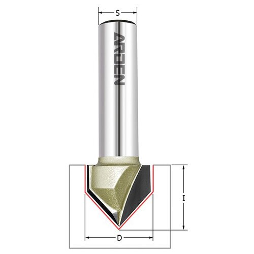  Фреза пазовая c углом 90гр. D=12.7x12.7x50 S=8 ARDEN