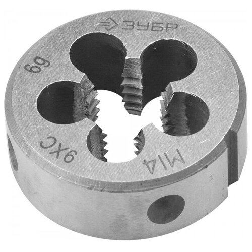 ЗУБР М14x2.0мм, плашка, сталь 9ХС, круглая ручная