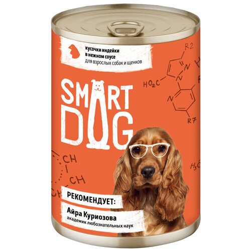 Влажный корм для собак Smart Dog индейка 1 уп. х 26 шт. х 400