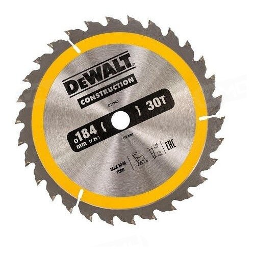 Пильный диск DeWALT Construction DT1940-QZ 184х16 мм