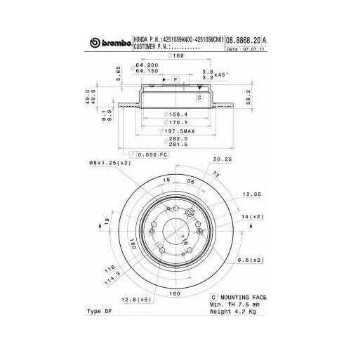 Диск тормозной Standard | зад | Brembo