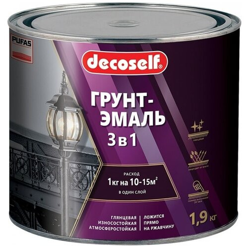 Грунт-эмаль 3 в 1 Пуфас белая глянцевая Decoself 1,9кг тов-2