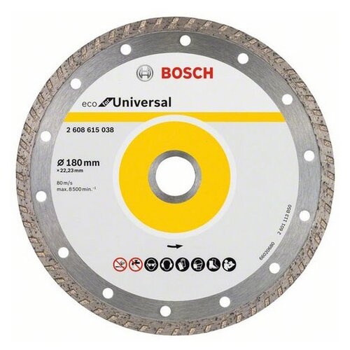 Диск алмазный отрезной BOSCH ECO Universal Turbo 2608615038, 180 мм, 1