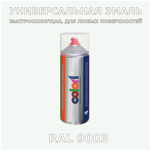 Краска Color1 универсальная аэрозольная акриловая, RAL 9003, матовая, 520