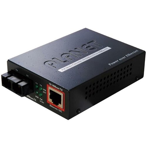  Медиаконвертер PLANET FTP-802S15 с PoE со 100Base-FX в 10 / 100Base-TX (SC, SM)