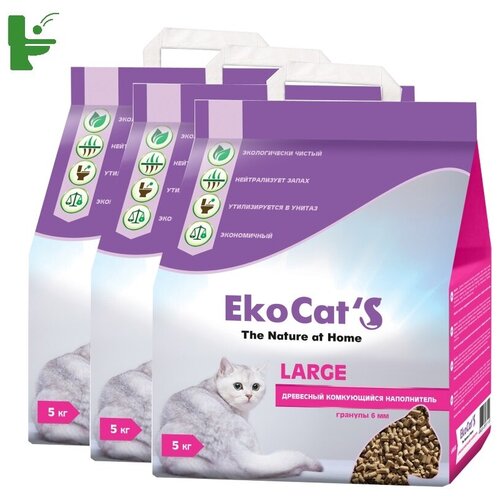 Eko Cat`s Large древесный комкующийся наполнитель 3х5кг