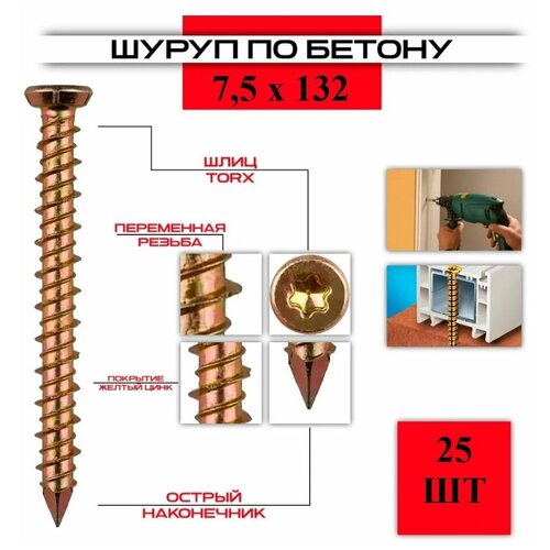 Шуруп по бетону ( нагель ) 7,5*132, 25