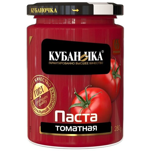 Кубаночка Томатная паста, стеклянная банка, 280