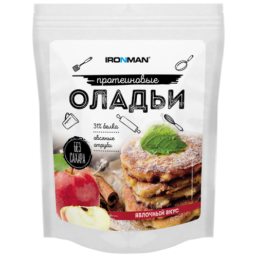 IRONMAN Смесь для выпечки Протеиновые оладьи яблочный вкус, 0.3