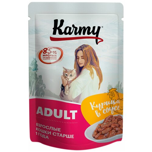 Влажный корм для кошек Karmy с курицей 2 шт. х 80 г (кусочки