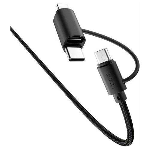 Кабель Hoco X41 USB - microUSB/Lightning/USB Type-C 1 м черн