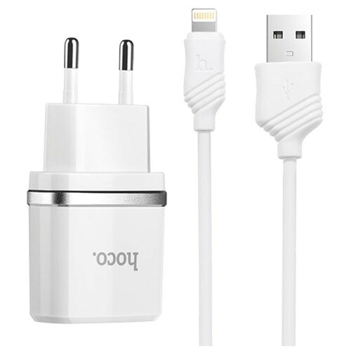 Сетевое зарядное устройство hoco. C11 Smart + кабель Lightning, 12 Вт, EU,