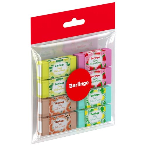 Ластики Berlingo Funline. Fruits and Flowers, 8 шт, 50х20х