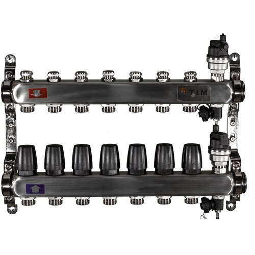 Коллекторная группа Tim (KBS5010) 1 ВР-ВР, 7 отводов 3/4, воздухоотводчик,