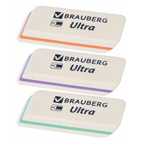 Ластик BRAUBERG Ultra, комплект 50 шт., 50х14х8 мм, белый,