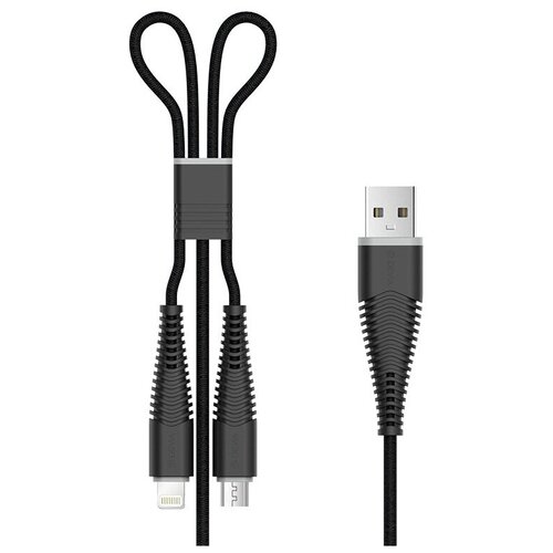 USB-кабель Devia Fish 2 в 1: Micro USB и Lightning, черный