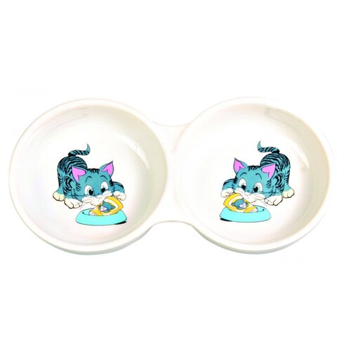 Миска TRIXIE 4014 двойная 2 х 150 мл белый