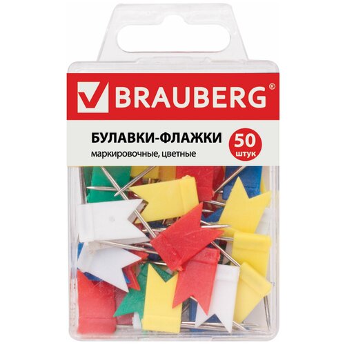 BRAUBERG Булавки-флажки 221537 50 шт (50 шт.) разноцветный 50