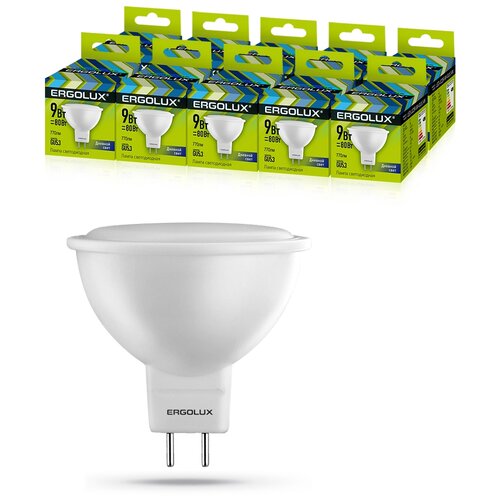 Комплект светодиодных лампочек Ergolux LED-JCDR-9W-GU5.3-6K